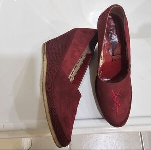 Yves Saint Laurent Women's Red Espadrille Wedges Size 35